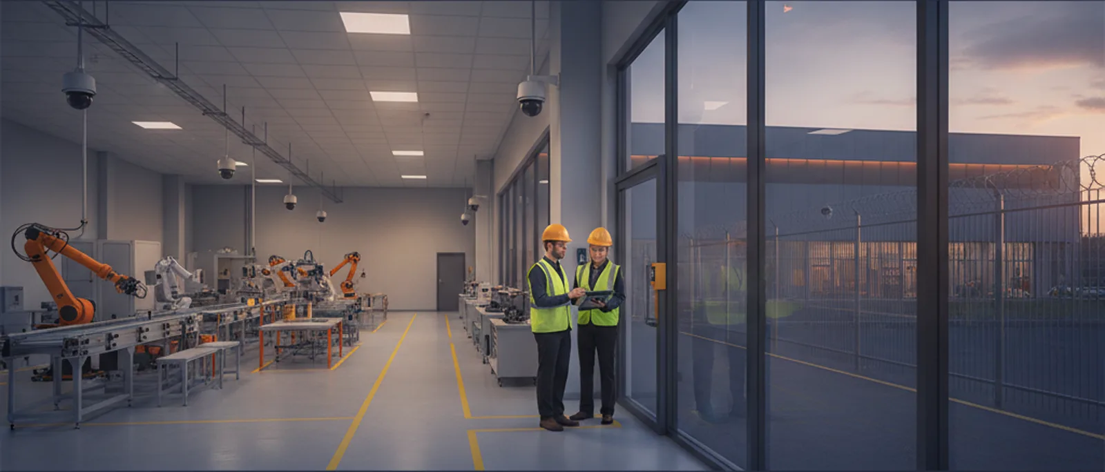 Modern business protected by professional cameras and access control